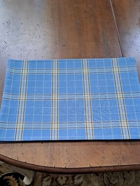 Source Unknown Blue Plaid Kitchen Placemat with Yellow Accents